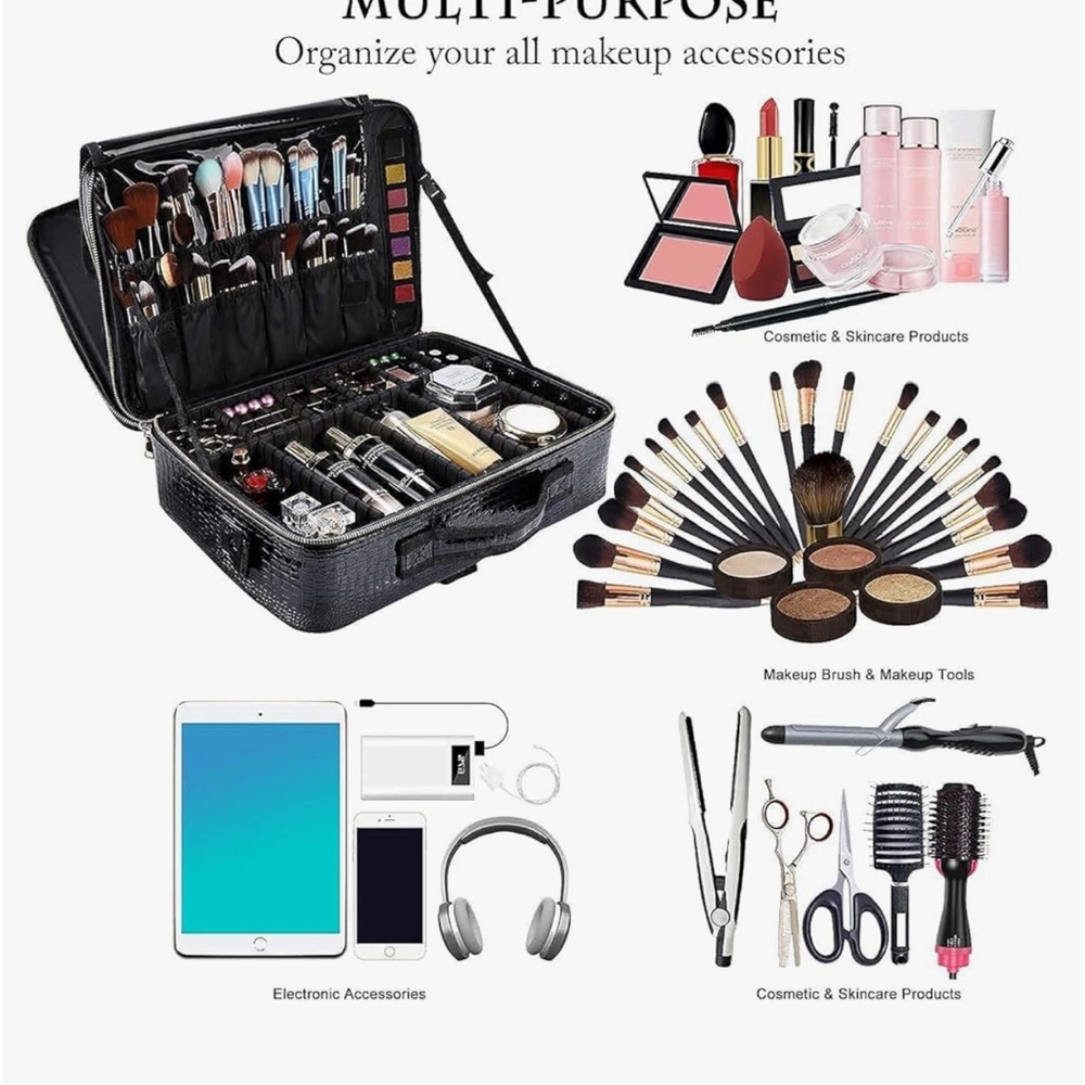 🆕 Makeup Case Travel Makeup Train Case Organizer - Picture 14 of 17